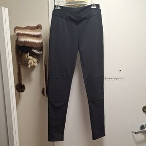 Rossignol Black Moto Skinny Pants V-Waist Crossover - Size L Inseam 32"